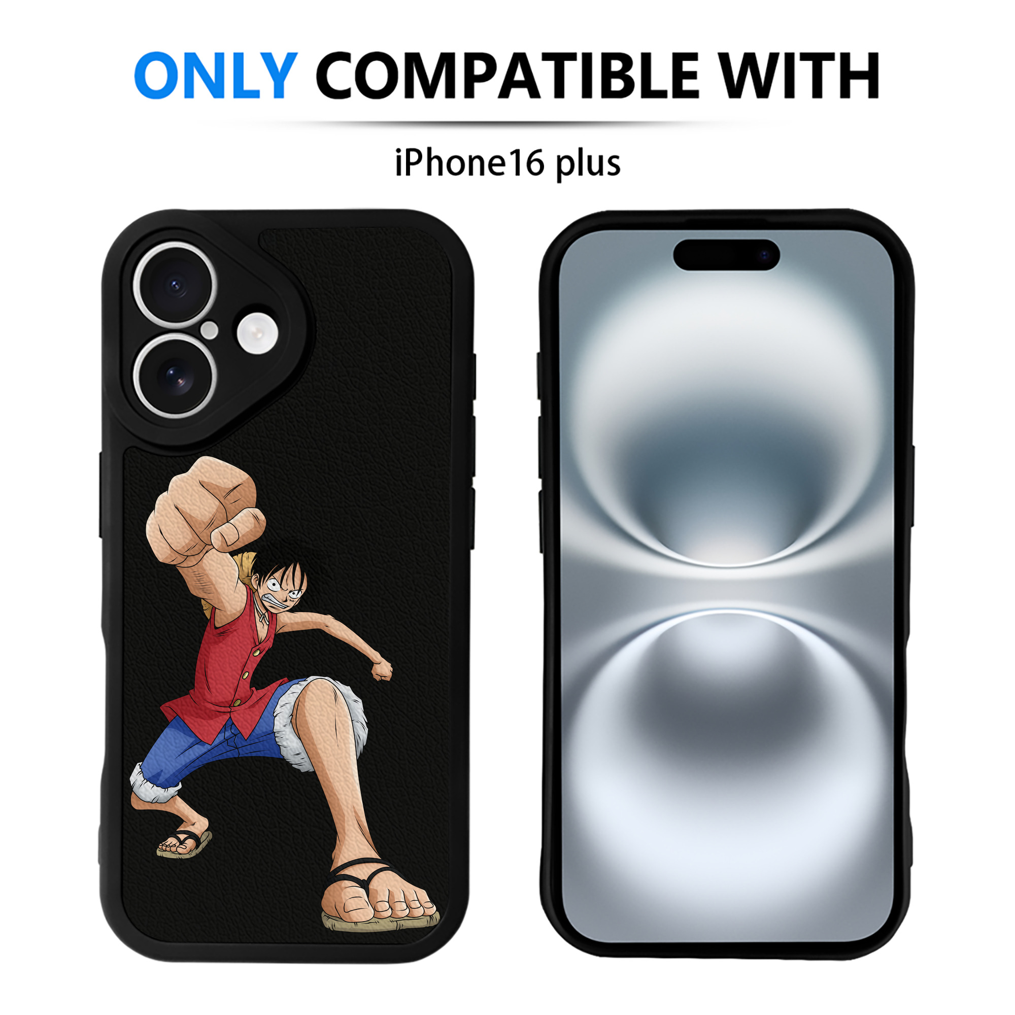 （画像用） ワンピース モンキー・D・ルフィ ONE PIECE Monkey D. Luffy 【iPhone 16シリーズ対応】シリコンスマホケース（レザー調） 材質：シリコン